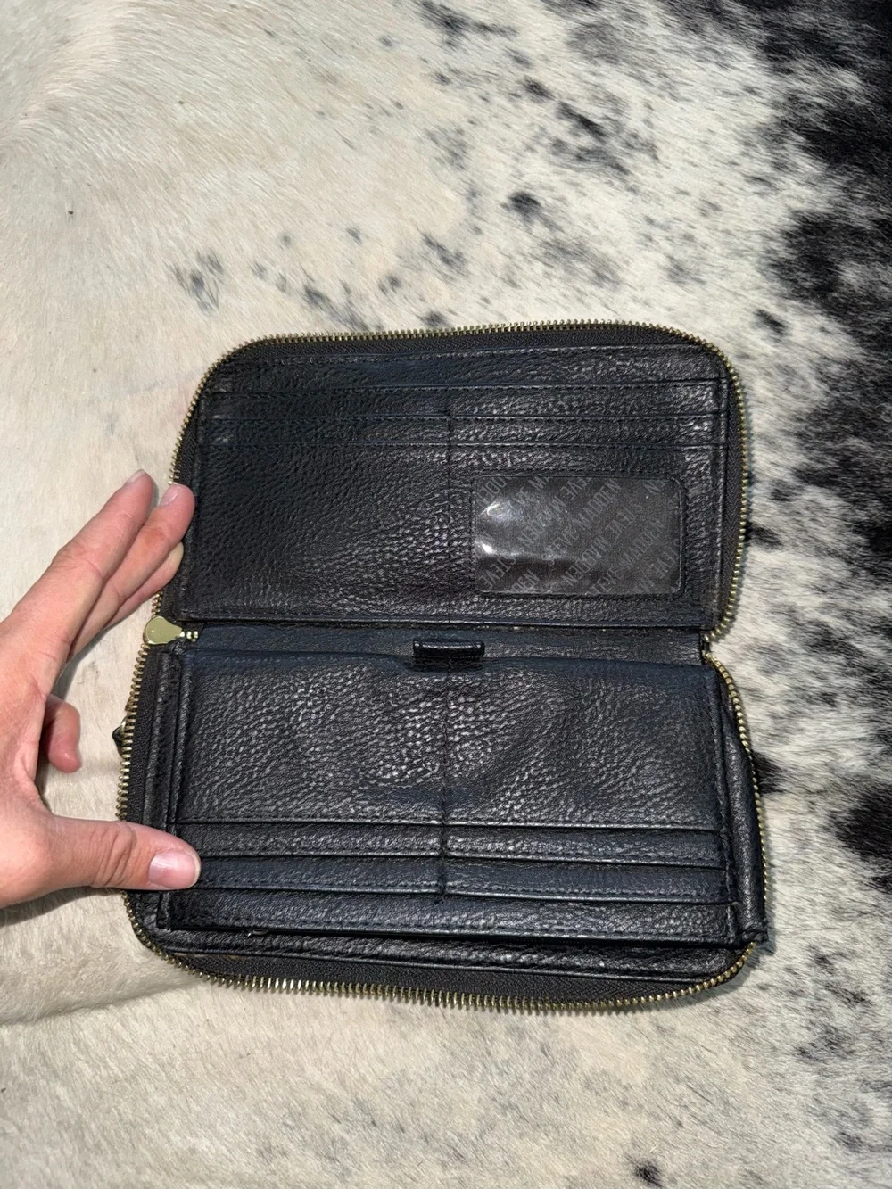 Steve Madden Black Embossed Zip Around Wristlet Wallet